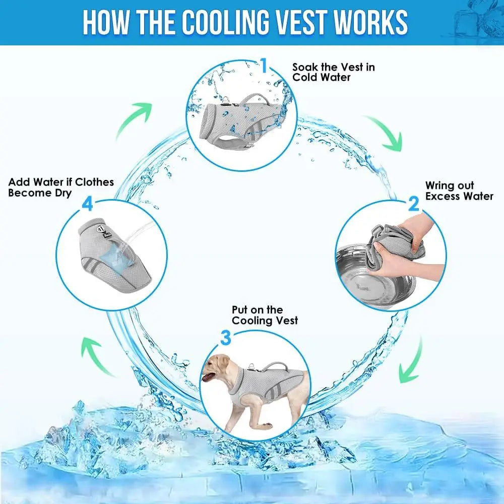 Dog Cooling Vest Harness – Breathable Summer Jacket with Leash Ring, Adjustable Fit for Small Dogs