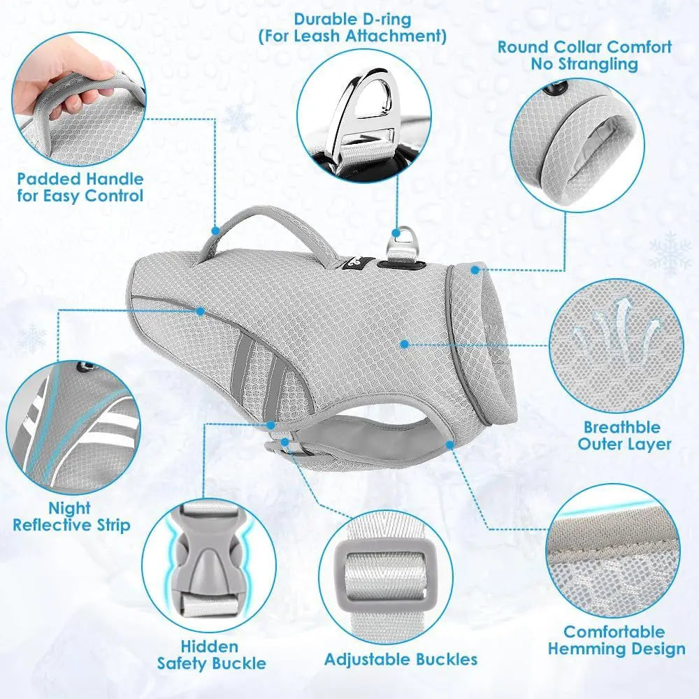 Dog Cooling Vest Harness – Breathable Summer Jacket with Leash Ring, Adjustable Fit for Small Dogs